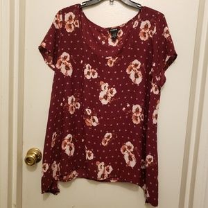 Torrid | Burgundy Floral Georgette Shark-Bite